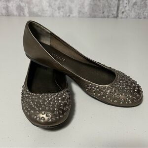 🚨 Banana Republic Metallic Brown Crystal Beaded Leather Round Toe Ballet Shoes